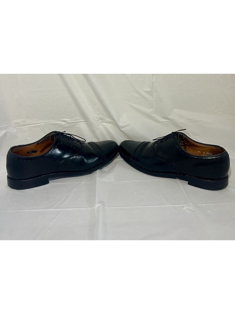 Allen Edmonds 9.5 B Mens Dress Shoes Hale Black Leather Brocade Oxfords ($425) - Picture 12 of 15